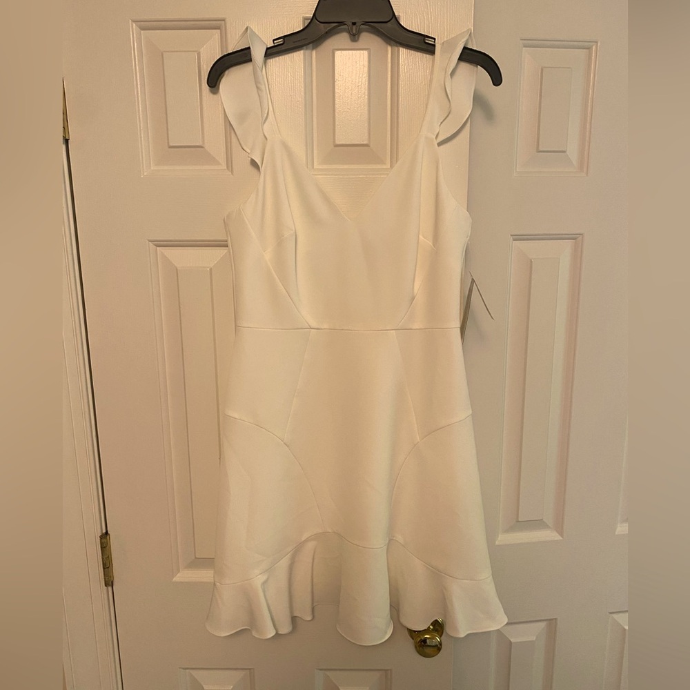 Aidan Mattox white crepe dress